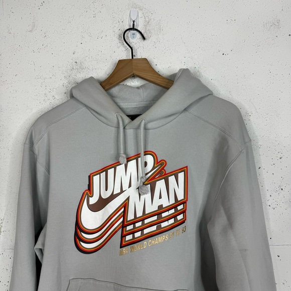 Jordan Jumpman Retro Print Gray Hooded Sweatshirt - Picture 4 of 12